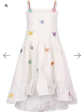NEW LOLA + THE BOYS White 3D Butterfly High Low Dress Girls Size 14
